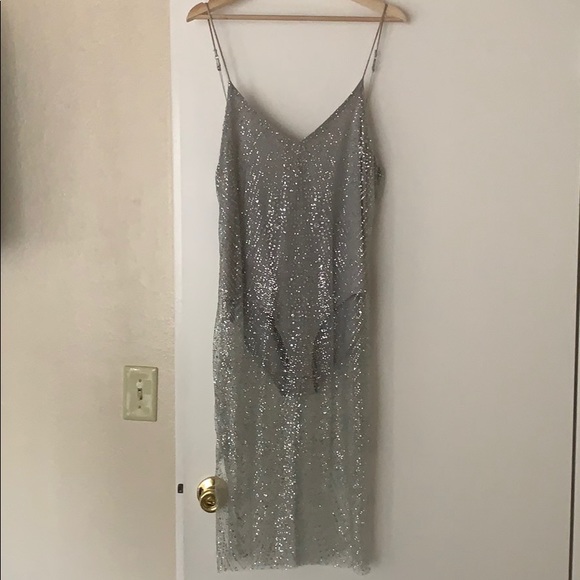 Meshki Dresses & Skirts - Jeweled silver dress